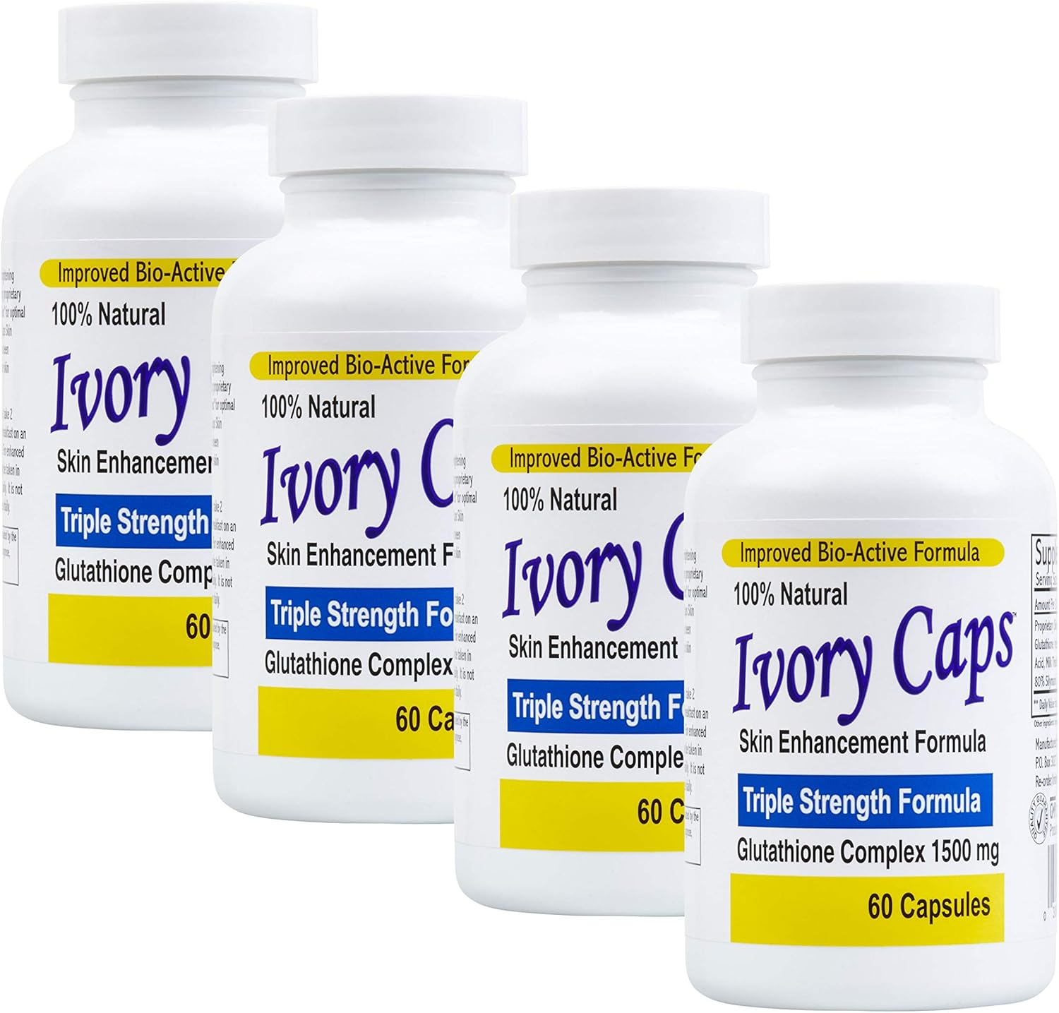 Ivory Caps Pills - Maximum Potency 1500 mg Glutathione Skin Whitening Pills Complex, 60 Capsules - Image 3